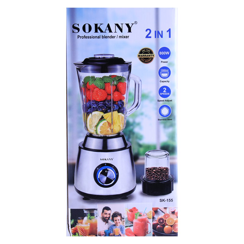 Բլենդեր 2-ը 1-ում Sokany SK-155 800W 1500մլ AG243-19-1