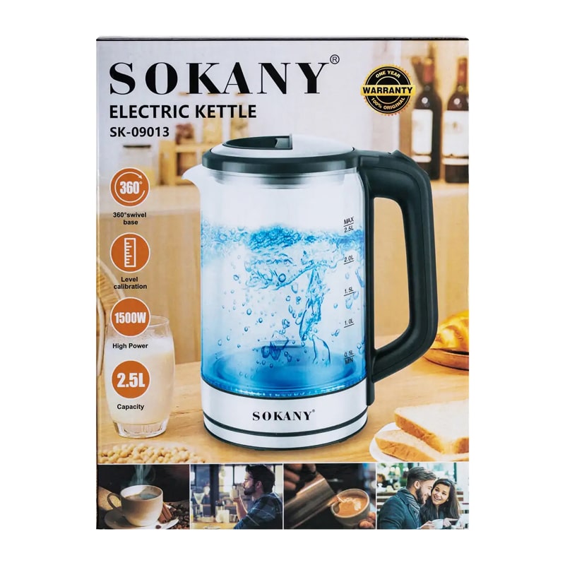 Էլեկտրական թեյնիկ Sokany SK-09013 ապակի 2․5լ 2