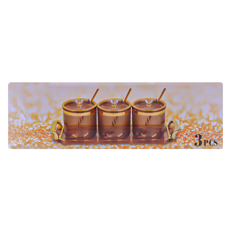 Խոհանոցային տարաների հավաքածու տակդիրով AG241-8-15 կլոր ապակի 3 հատ 2