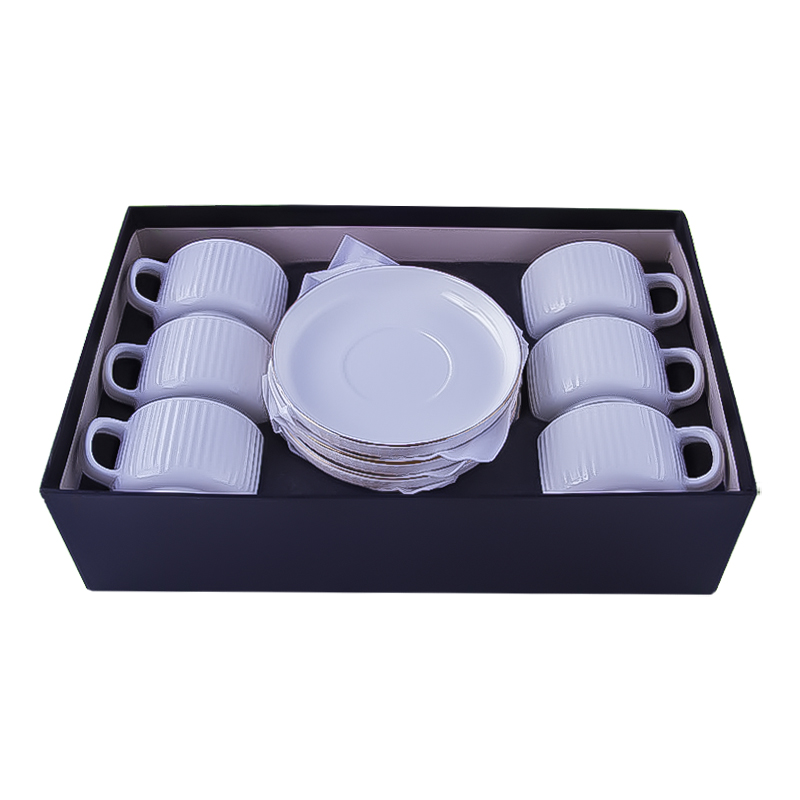 Թեյի բաժակ AG231-53-20 սպիտակ կերամիկա ոսկեգույն եզրագծով 6 հատ 2