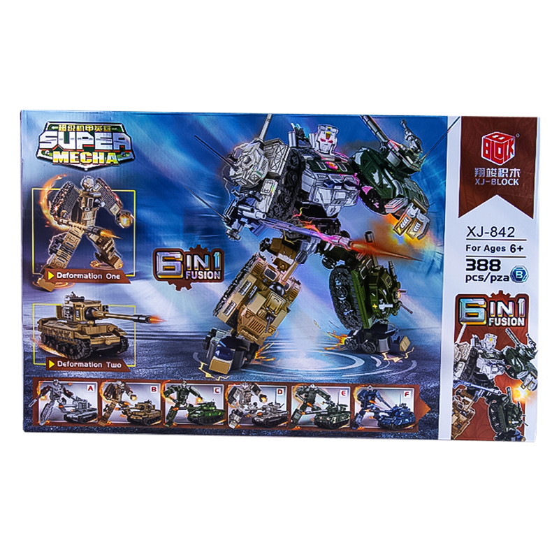 Խաղ պլաստմասե կոնստրուկտոր Super Mecha XJ-Block XJ-842B տանկ տրանսֆորմեր 388 կտոր 6+