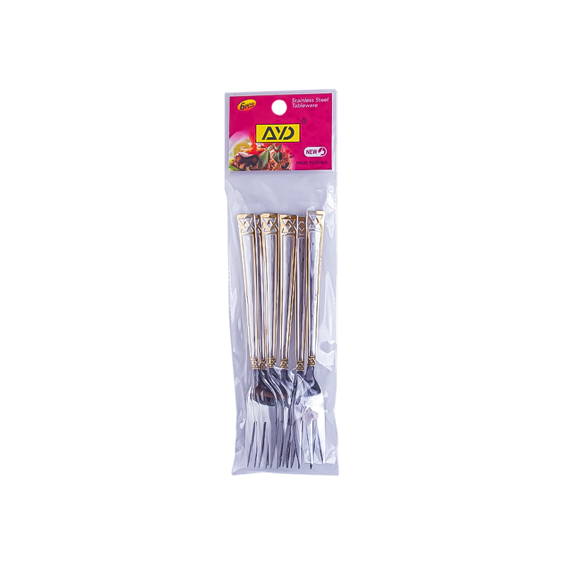 Աղանդերի պատառաքաղ AG241-5-71 արծաթագույն չժանգոտվող պողպատ ոսկեգույն նախշով 6 հատ 2