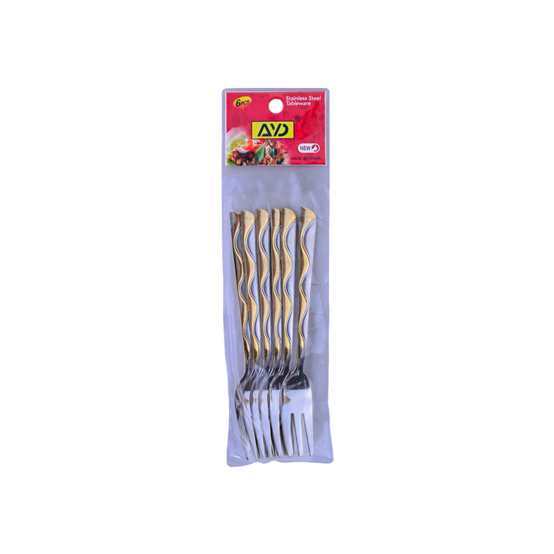 Աղանդերի պատառաքաղ AG241-5-83 արծաթագույն չժանգոտվող պողպատ ոսկեգույն նախշով 6 հատ 2