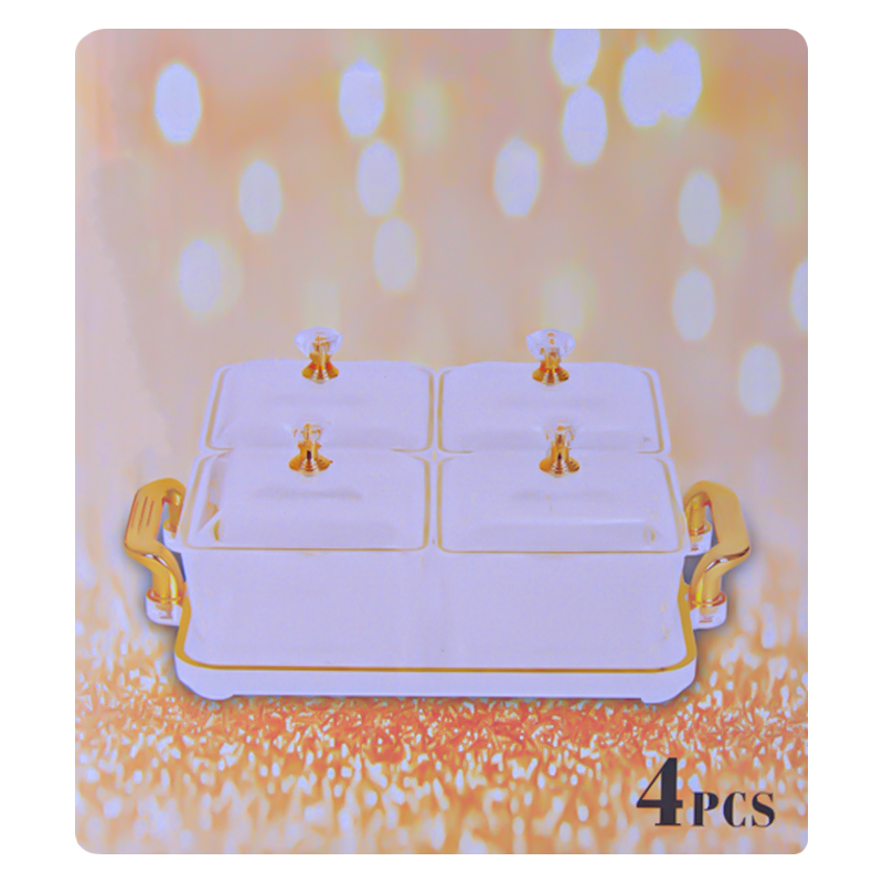 Խոհանոցային տարաների հավաքածու տակդիրով AG241-8-10 քառակուսի ապակի 4 հատ 2