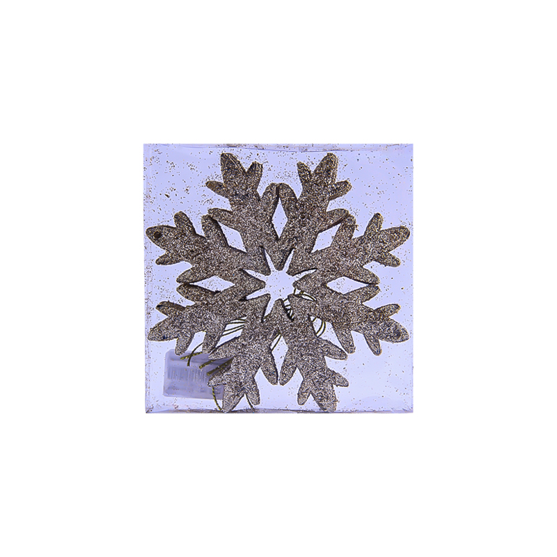 Տոնածառի դեկորատիվ խաղալիքների հավաքածու ձյան փաթիլի տեսքով AG241-41-21 գունավոր փայլով 6 հատ