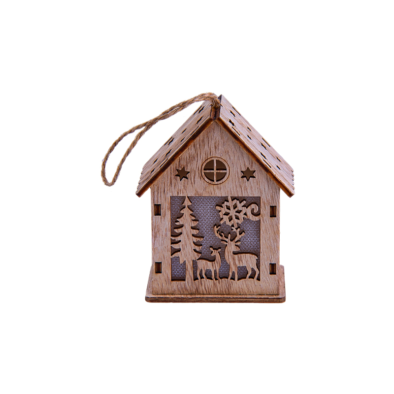 Տոնածառի խաղալիք փայտե տնակ լույսով AG241-41-91