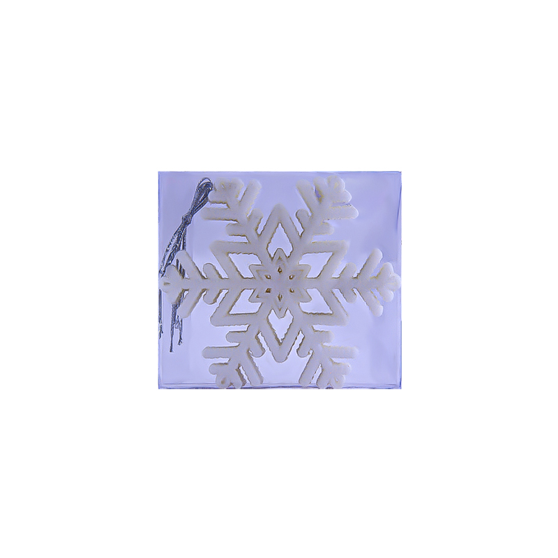 Տոնածառի դեկորատիվ խաղալիքների հավաքածու ձյան փաթիլի տեսքով AG241-41-35 սպիտակ փայլով 6 հատ