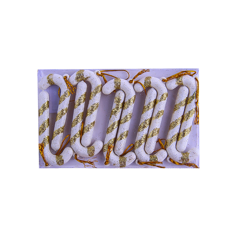 Տոնածառի խաղալիքների հավաքածու՝ հովվի ձեռնափայտի տեսքով AG241-41-36 10 հատ