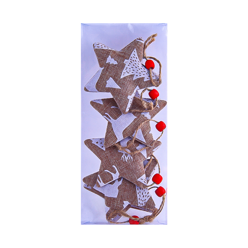 Տոնածառի կտորից խաղալիքների հավաքածու աստղի տեսքով AG241-41-49 6 հատ