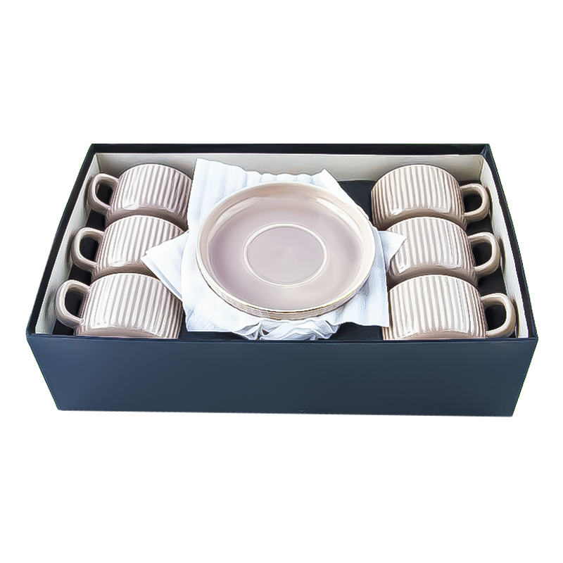 Թեյի բաժակ AG241-40-95 շականակագույն կերամիկա ոսկեգույն եզրագծով 6 հատ 2