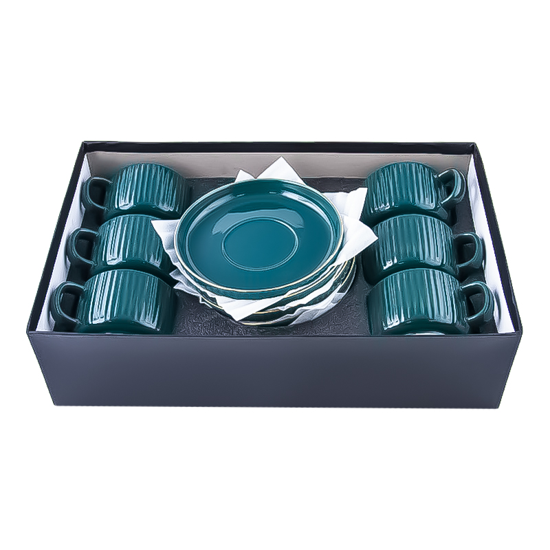 Թեյի բաժակ AG241-40-93 մուգ կանաչ կերամիկա ոսկեգույն եզրագծով 6 հատ 2