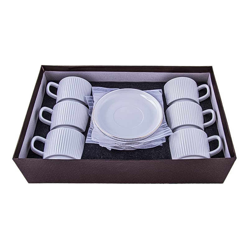 Թեյի բաժակ AG242-1-37 սպիտակ կերամիկա ոսկեգույն եզրագծով 6 հատ 2