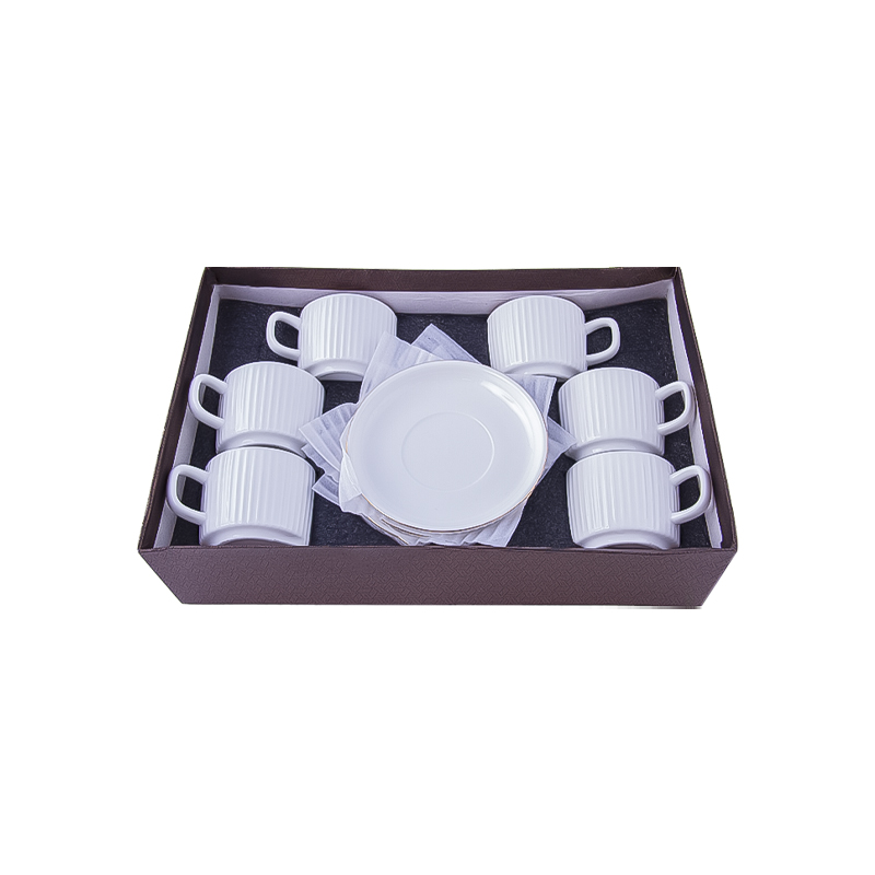 Սուրճի բաժակ AG242-1-33 սպիտակ կերամիկա ոսկեգույն եզրագծով 6 հատ 2