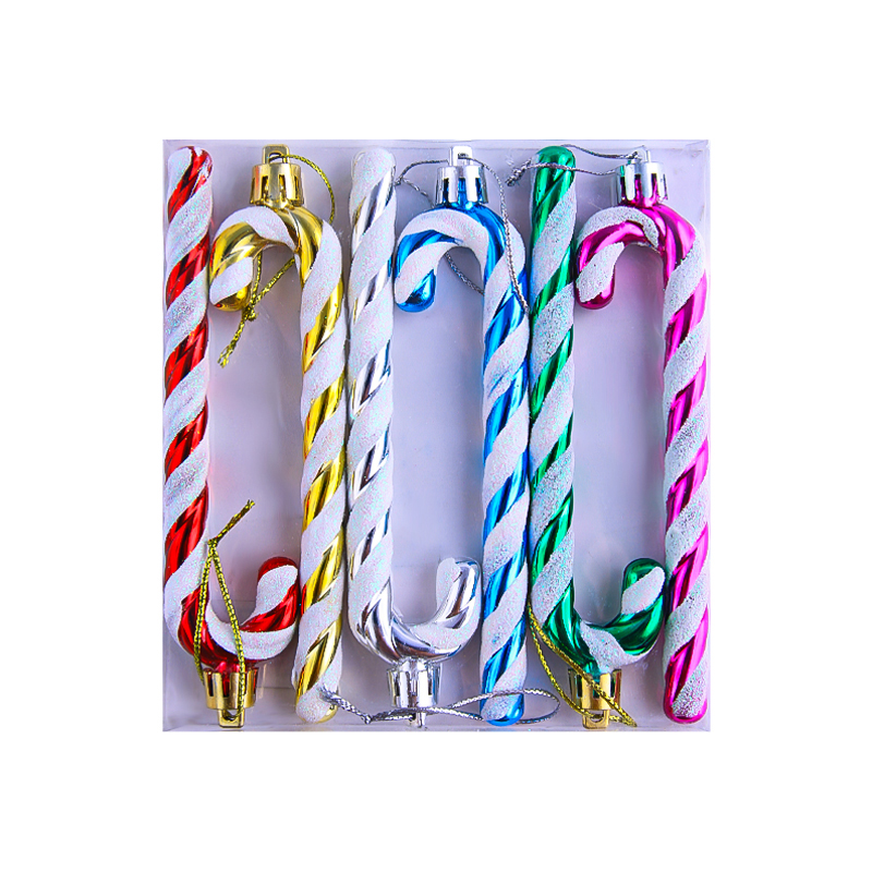 Տոնածառի խաղալիքների հավաքածու՝ հովվի ձեռնափայտի տեսքով AG242-47-8 6 հատ