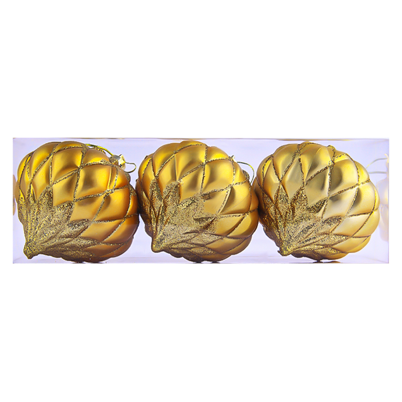 Տոնածառի խաղալիքների հավաքածու՝ սոճու կոների տեսքով AG242-47-14 ոսկեգույն 3 հատ