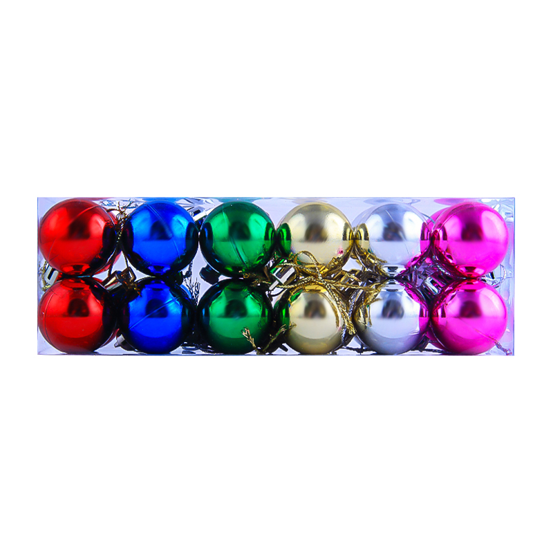 Տոնածառի կլոր խաղալիքների հավաքածու AG241-41-5 պլաստմասսա 3սմ 6 գույն 24 հատ