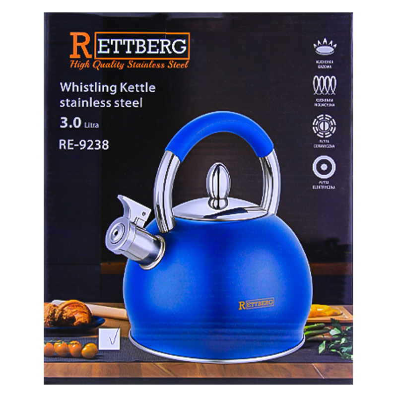 Թեյնիկ սուլիչով Rettberg RE-9238 AG242-8-2 կապույտ չժանգոտվող պողպատ 3լ 2