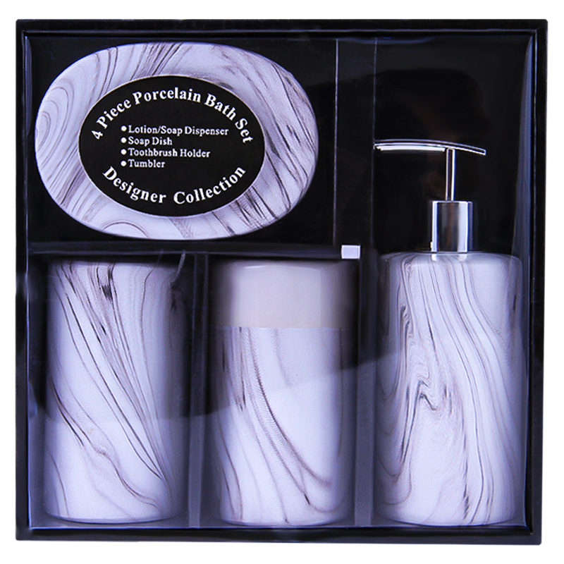 Լոգարանի պարագաների հավաքածու AG242-16-1 սպիտակ մարմար 4 կտոր