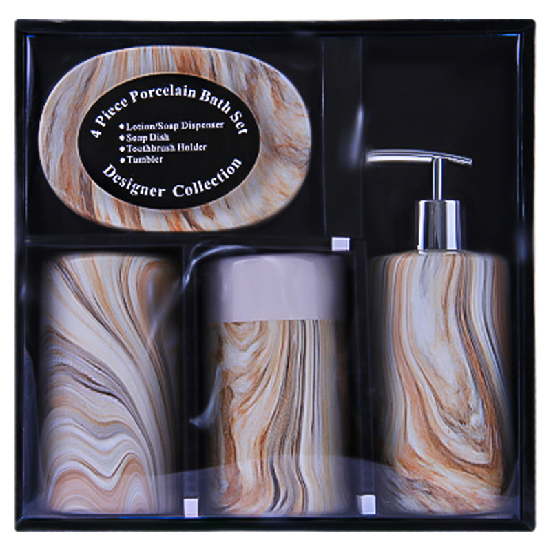 Լոգարանի պարագաների հավաքածու AG242-16-2 շականակագույն մարմար 4 կտոր