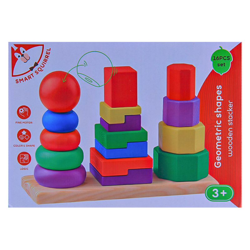 Զարգացնող խաղ փայտե երկրաչափական մարմինների բուրգ AG251-29-9 3+