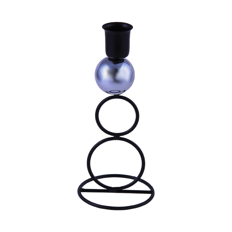 Մոմակալ AG251-21-2 սև-արծաթագույն մետաղ 1 մոմի համար