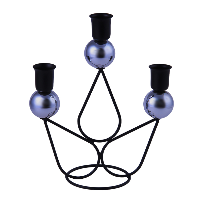 Մոմակալ AG251-21-11 սև-արծաթագույն մետաղ 3 մոմի համար