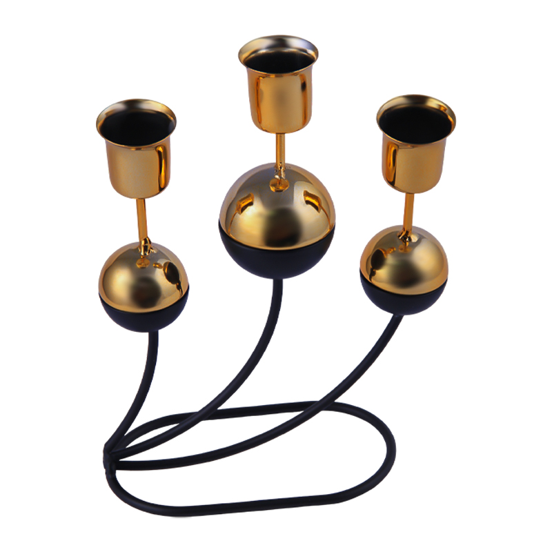 Մոմակալ AG251-21-12 սև-ոսկեգույն մետաղ 3 մոմի համար