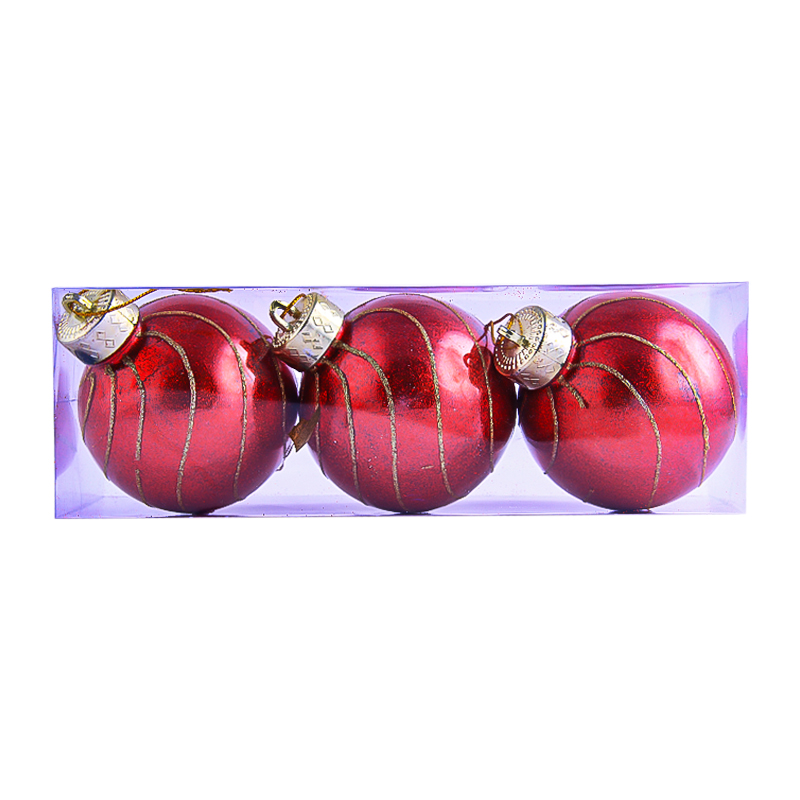 Տոնածառի կլոր խաղալիքների հավաքածու AG25C-1-70 կարմիր 8սմ 3 հատ