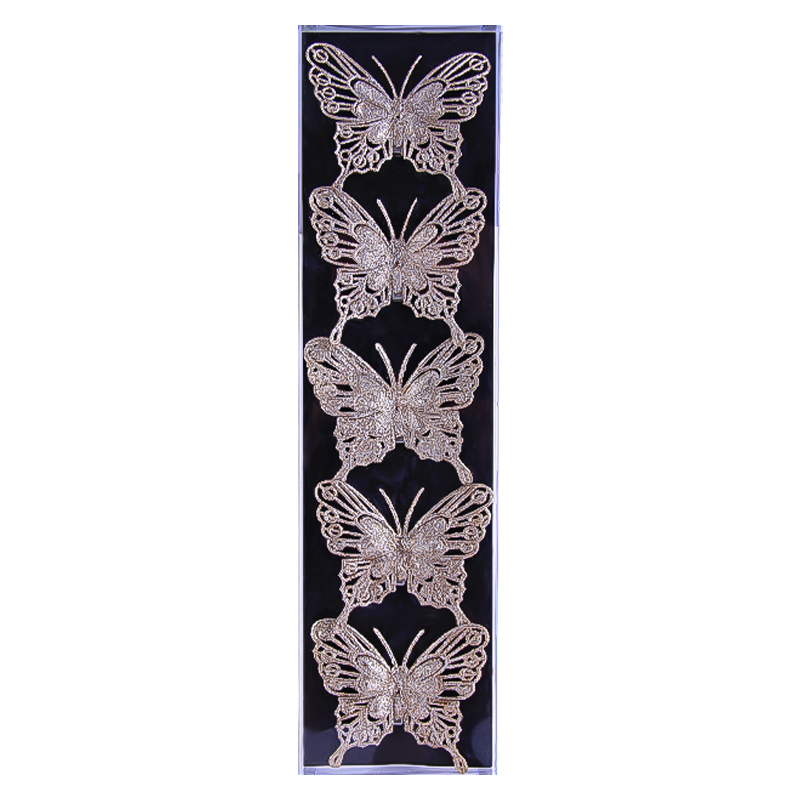 Ամանորյա դեկորատիվ զարդարանքի հավաքածու թիթեռի տեսքով AG25C-1-24 գունավոր 5 հատ