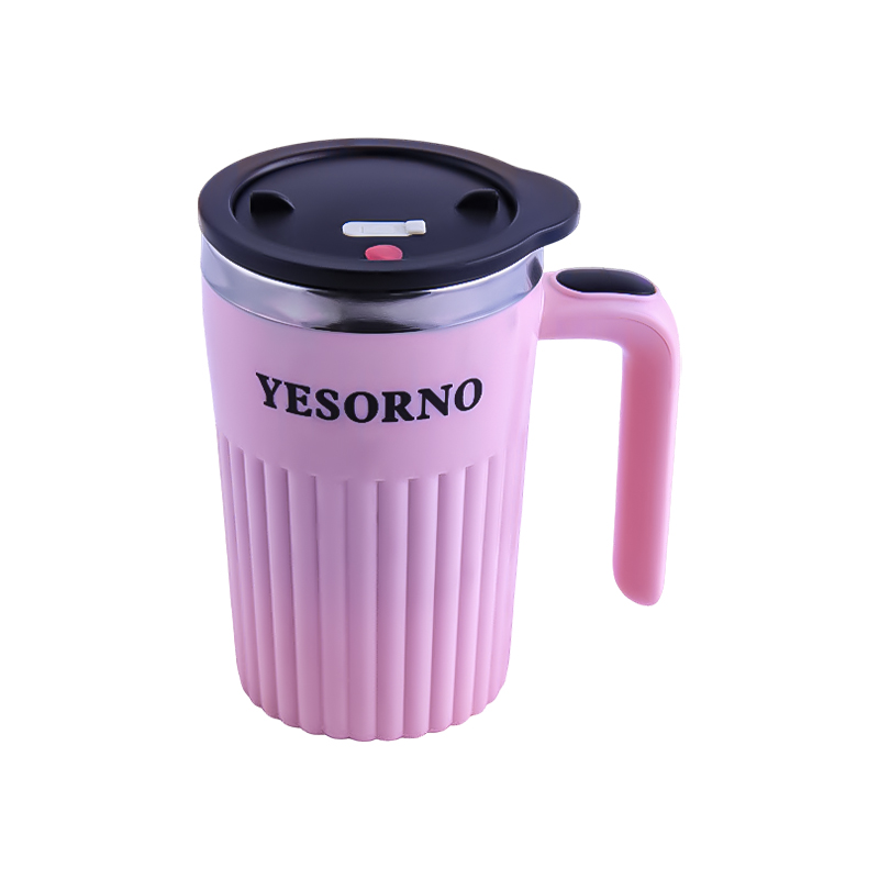 Թերմոս-բաժակ ավտոմատ խառնիչով YESORNO AG253-22-16 վարդագույն չժանգոտվող պողպատ