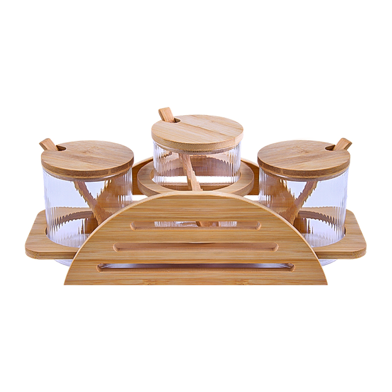 Խոհանոցային տարաների հավաքածու տակդիրով AG253-23-5 ապակի 3 հատ