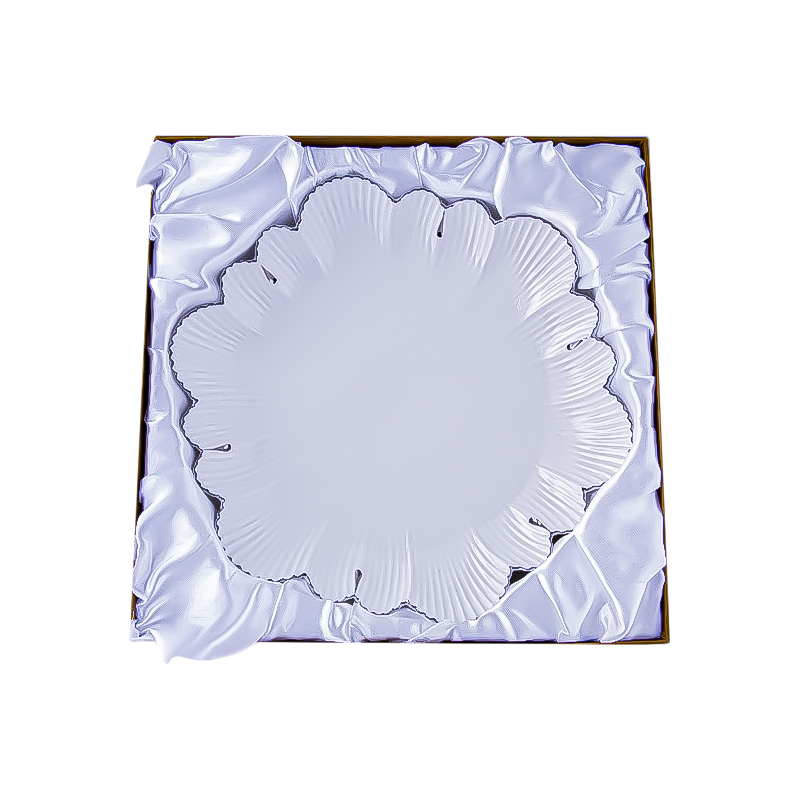 Կոնֆետի աման 09435 սպիտակ կերամիկա արծաթագույն եզրագծով 12սմ 2