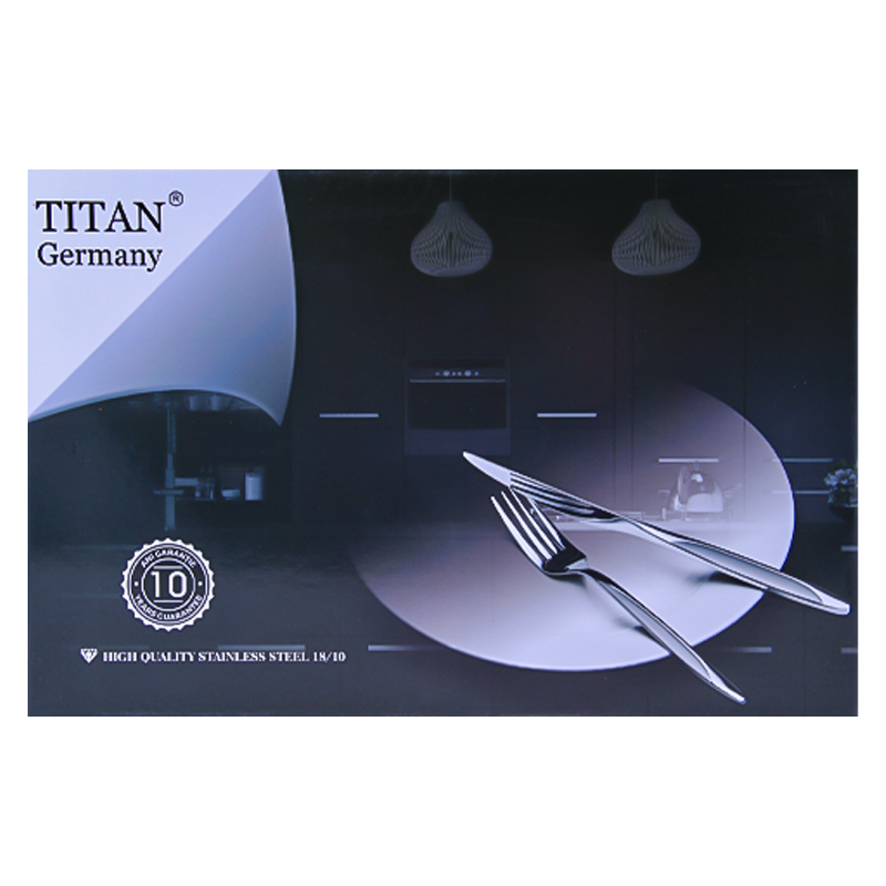 Դանակ-պատառաքաղի հավաքածու TITAN TPP-008 արծաթագույն չժանգոտվող պողպատ 12+12 հատ 2