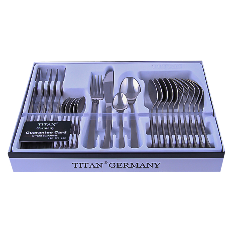 Դանակ-պատառաքաղ-գդալի հավաքածու TITAN TBB-026 արծաթագույն չժանգոտվող պողպատ 6+6+6+6 հատ