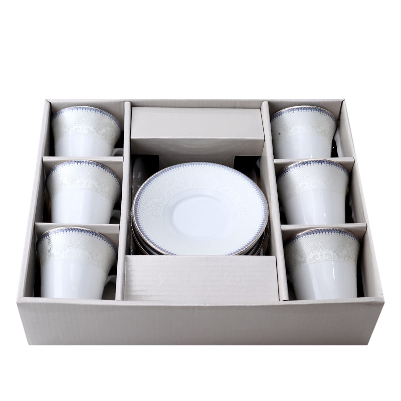 Սուրճի բաժակ Lotus G1873B կերամիկա կապույտ և ոսկեգույն եզրագծով 110մլ 6 հատ 2