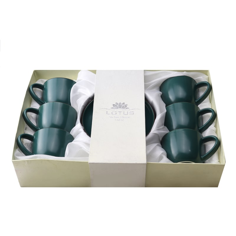 Սուրճի բաժակ Lotus M07-C905 կերամիկա կանաչ անփայլ 90մլ 6 հատ 2