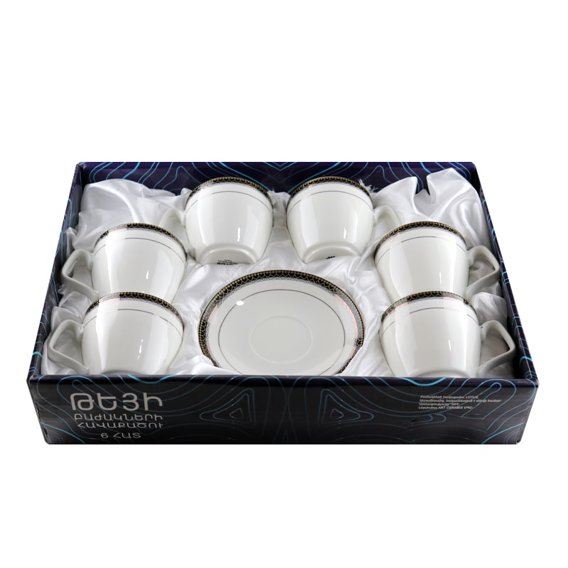 Թեյի բաժակ Lotus G1724B2 կերամիկա 200մլ սև և ոսկեգույն եզրագծով 6 հատ 2