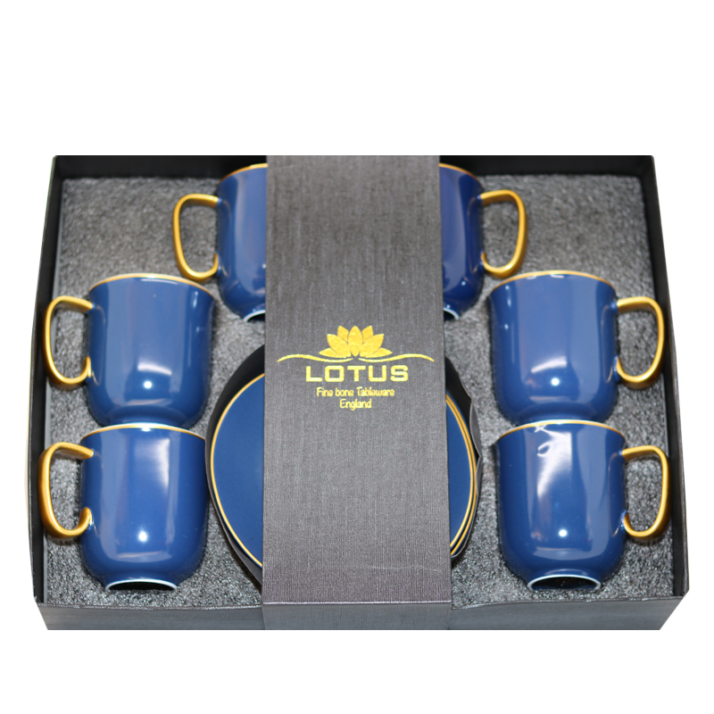 Թեյի բաժակ Lotus M11H-914B 250մլ կապույտ անփայլ 6 հատ 2