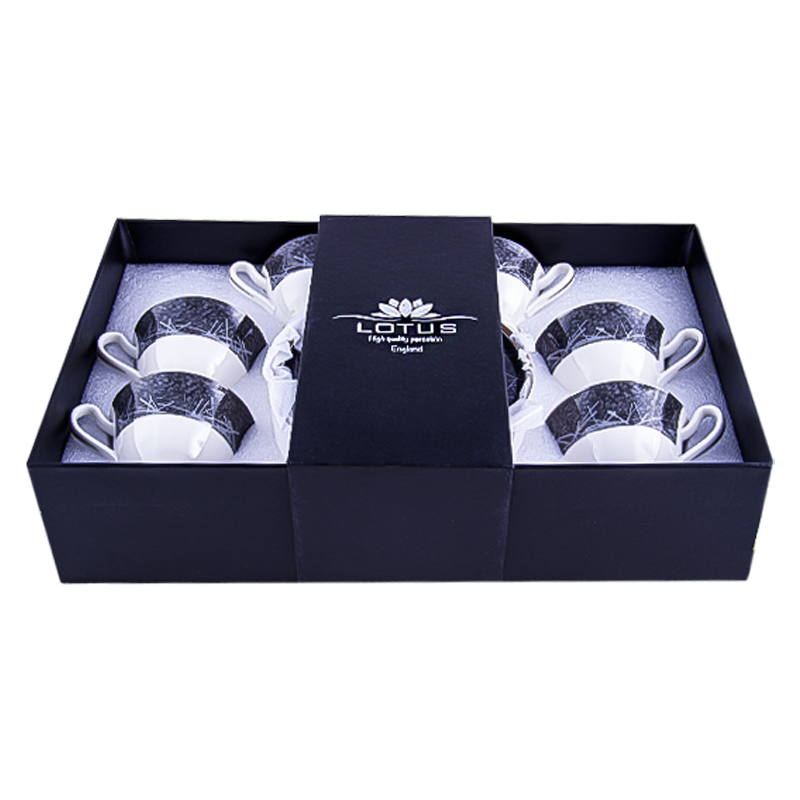 Սուրճի բաժակների հավաքածու Lotus W230057 Jasmine սպիտակ-մոխրագույն կերամիկա 100մլ 6 հատ 2