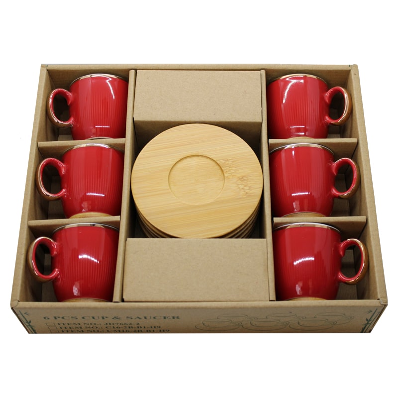 Սուրճի Բաժակ AV-7115 6 հատ փայտե ափսեով 2