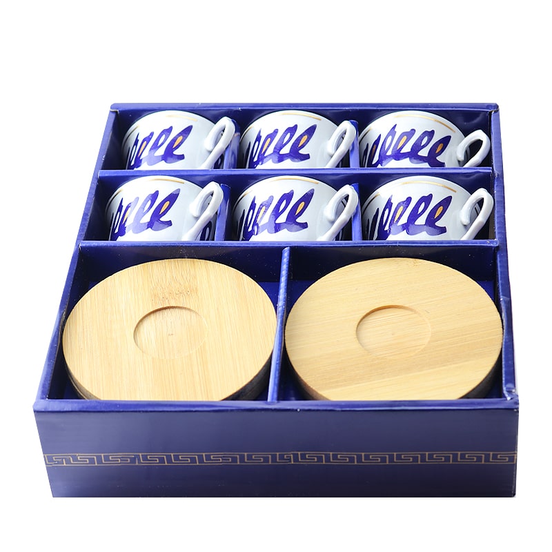 Սուրճի բաժակ AV-9224 բամբուկե տակդիրով 6 հատ 2