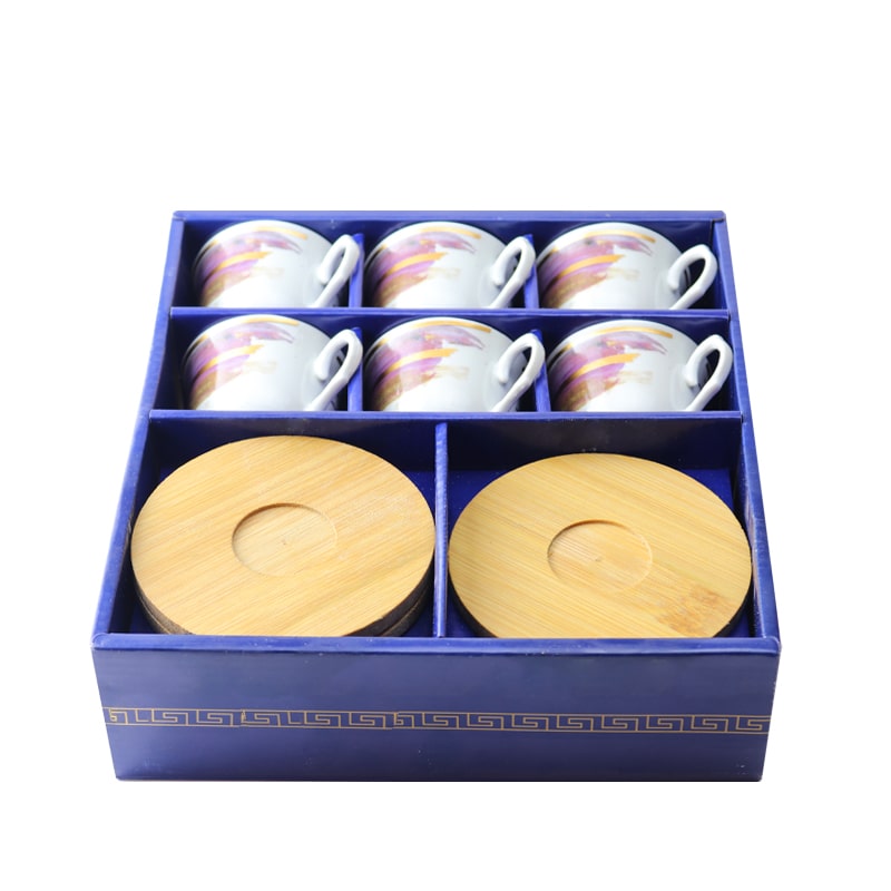 Սուրճի բաժակ AV-9225 բամբուկե տակդիրով 6 հատ 2