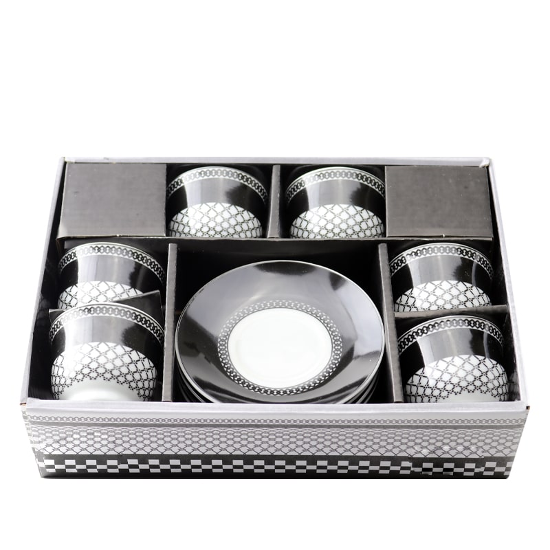 Սուրճի բաժակ AV-7399 կերամիկա սև սպիտակ 6 հատ 2