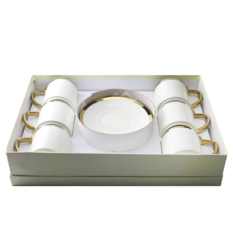 Թեյի բաժակ 01434 կրեմագույն ոսկեգույն գծերով և բռնակով 6 հատ 2