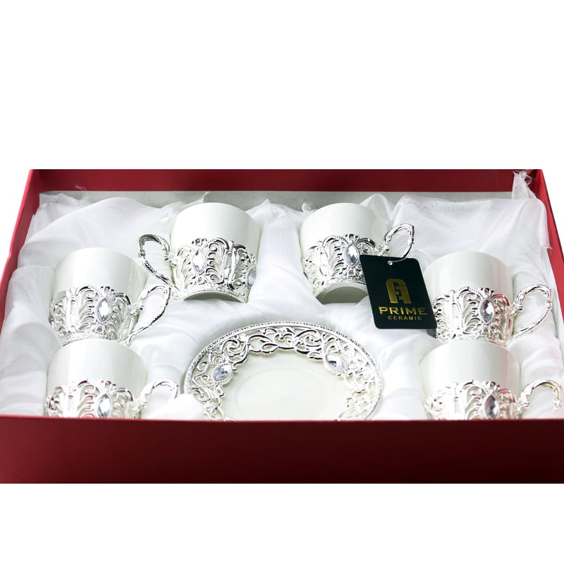 Սուրճի բաժակ Keramargo FRS105 սպիտակ կերամիկա մելխիոր 6 հատ 2