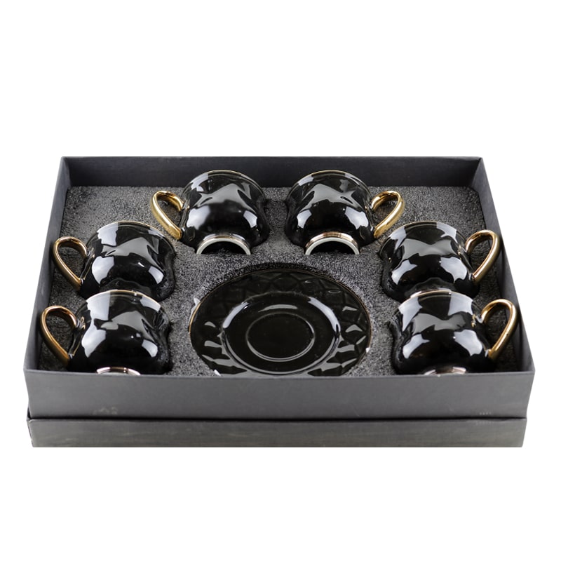 Սուրճի բաժակ Happy Time 01294 կերամիկա սև 6 հատ 2