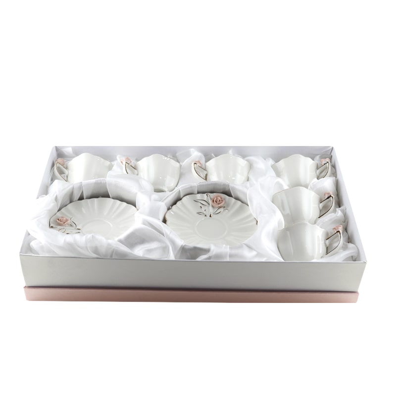 Սուրճի բաժակ Prime AF1-90FB սպիտակ կերամիկա 90մլ վարդագույն ծաղիկներով 6 հատ 2