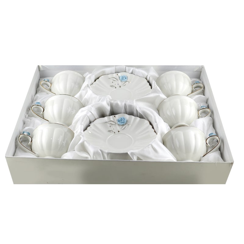 Թեյի բաժակ Prime AF2-220FP սպիտակ կերամիկա 220մլ կապույտ ծաղիկներով 6 հատ 2