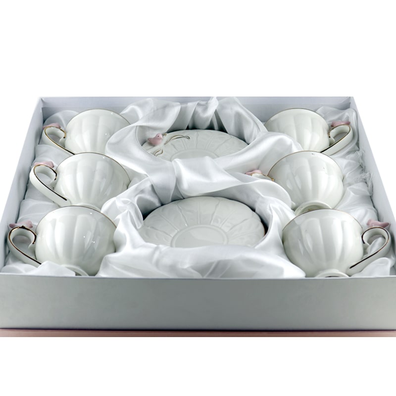 Թեյի բաժակ Prime AF2-220BB սպիտակ կերամիկա 220մլ վարդագույն ճնճղուկներով 6 հատ 2