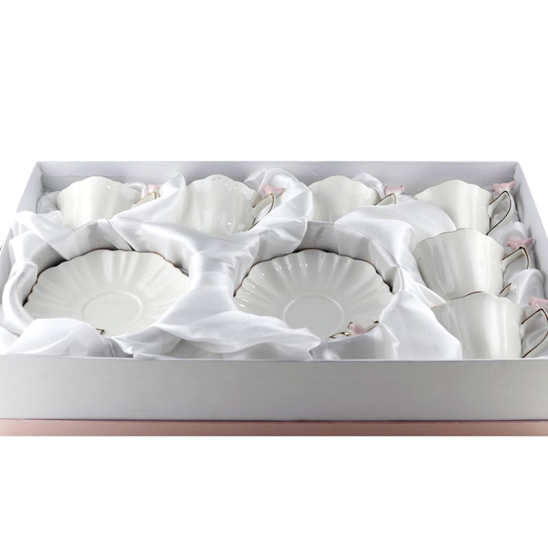 Թեյի բաժակ Prime AF1-220BB սպիտակ կերամիկա 220մլ վարդագույն ճնճղուկներով 6 հատ 2